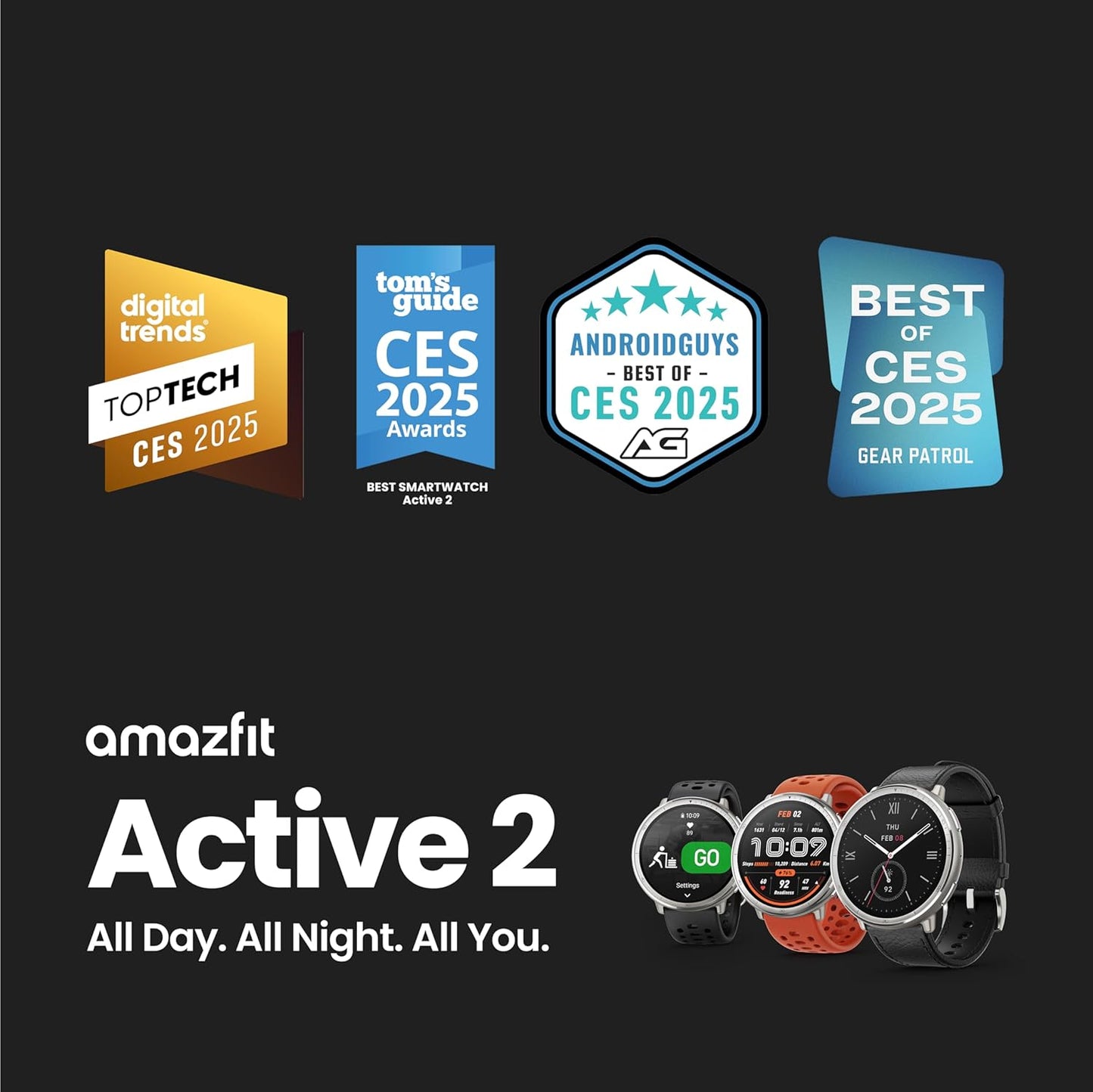 Amazfit Active 2 Reloj inteligente de 44 mm, resistente al agua.