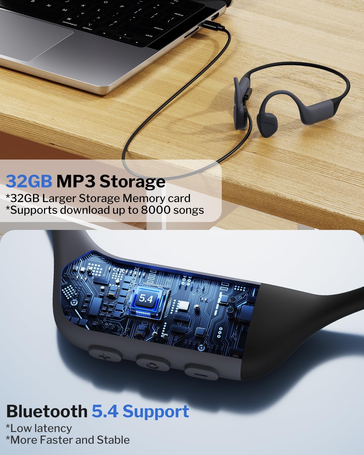 Tevese - Auriculares De Conducción Ósea, Ipx8, Impermeables
