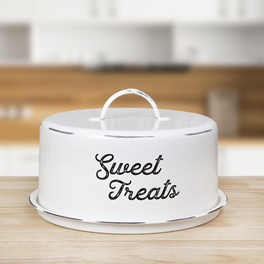 Base Para Pastel AuldHome Con Tapa Domo Blanco Vintage 23cm