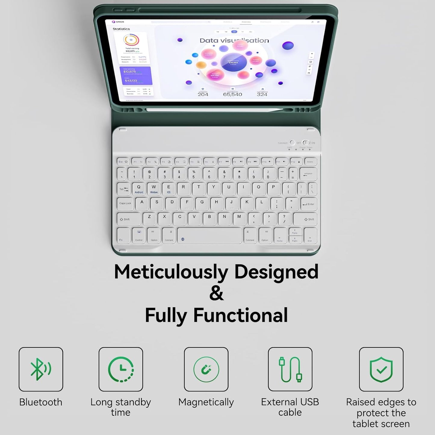 Funda con teclado para iPad Pro de 11", Bluetooth, Recargable.