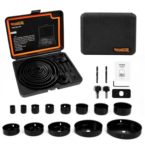 Kit de sierras para perforar Meiwaltee, juego de 19 pcs, con 2 brocas.