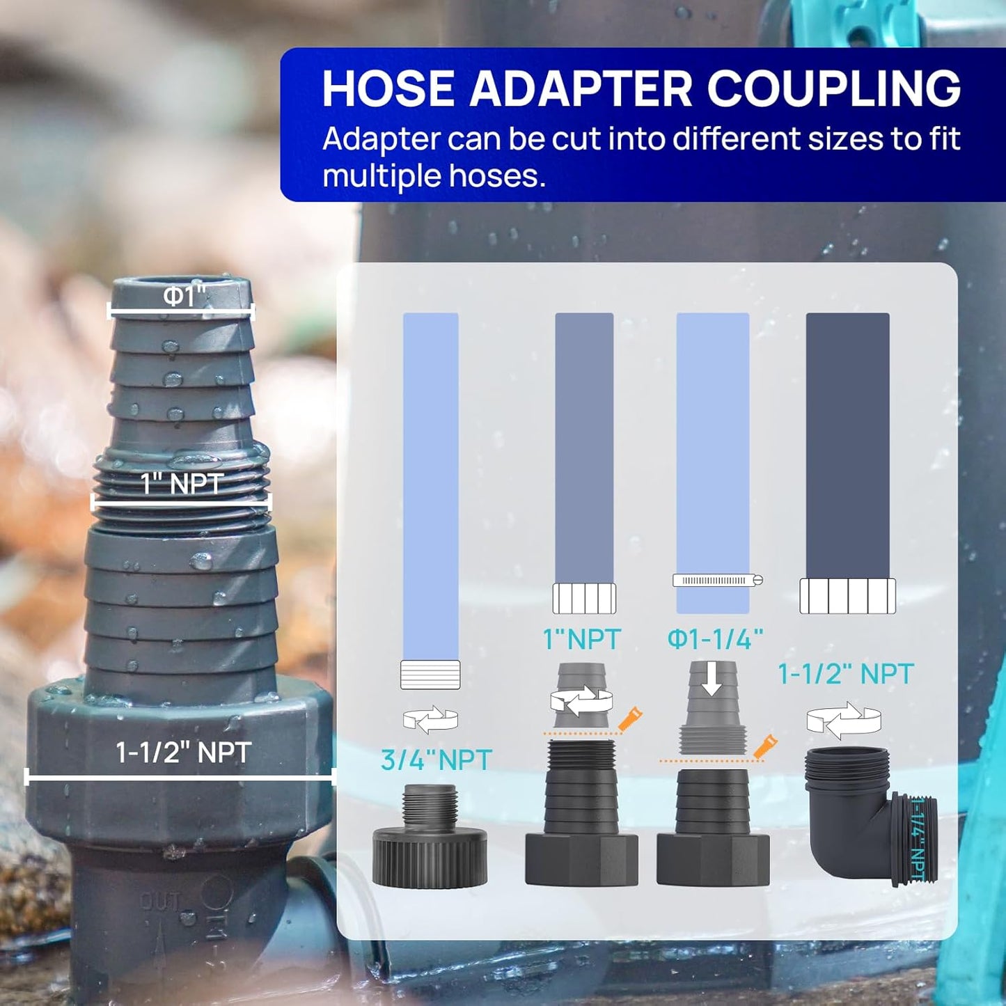 Bomba de agua sumergible termoplástica portátil para extracción.