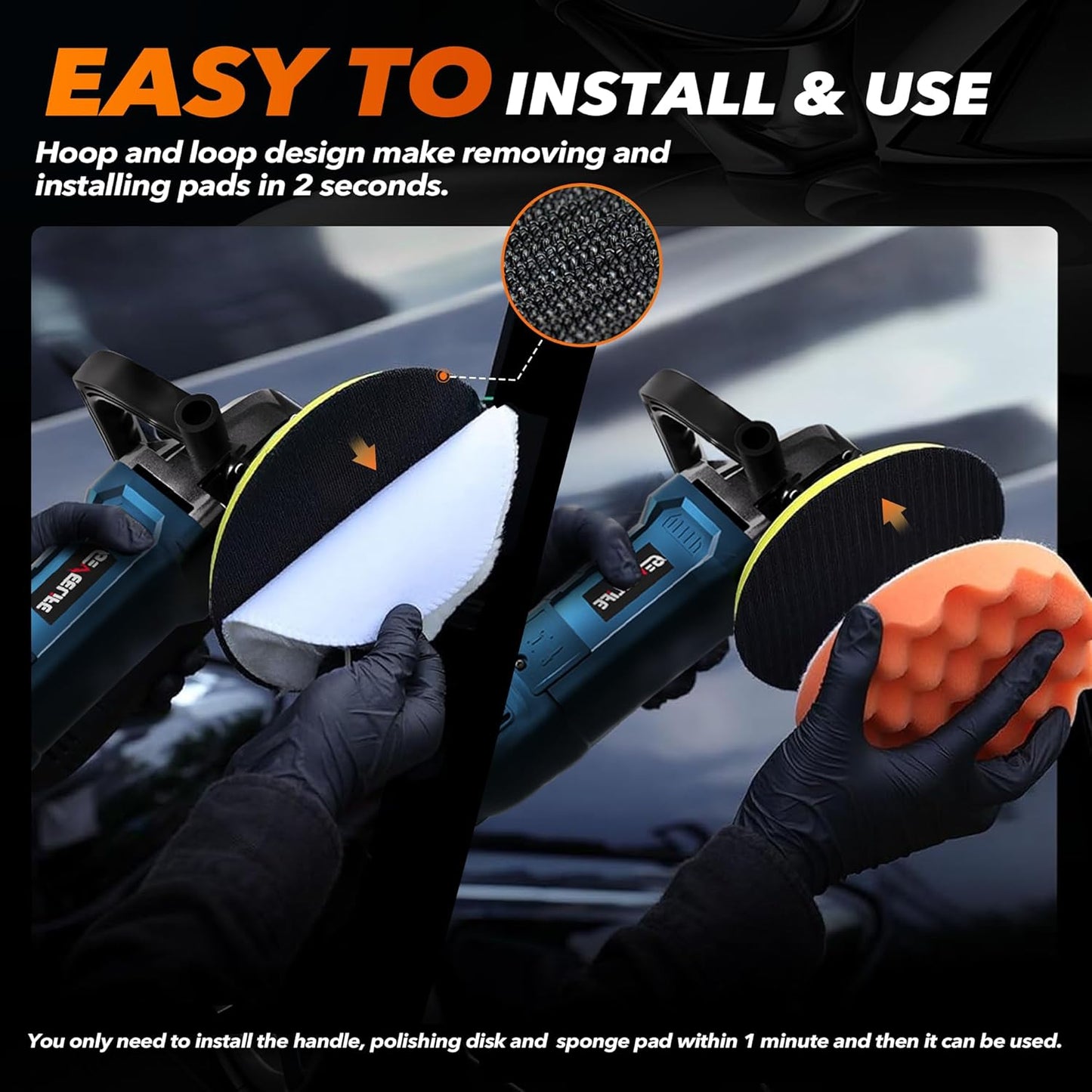 Pulidora de búfer rotatoria de 1600 W, mango desmontable, 7 vel.