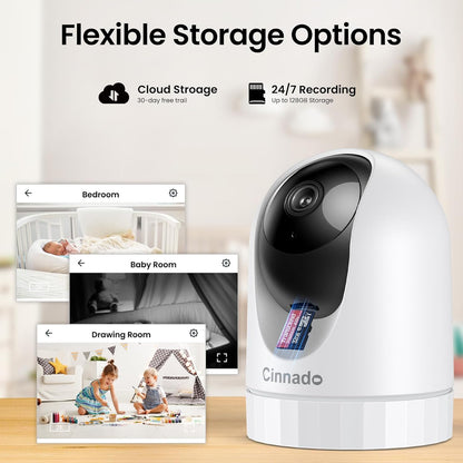 Cinnado 2K cámaras de seguridad para el hogar, cámara WiFi de 2.4 GHz.