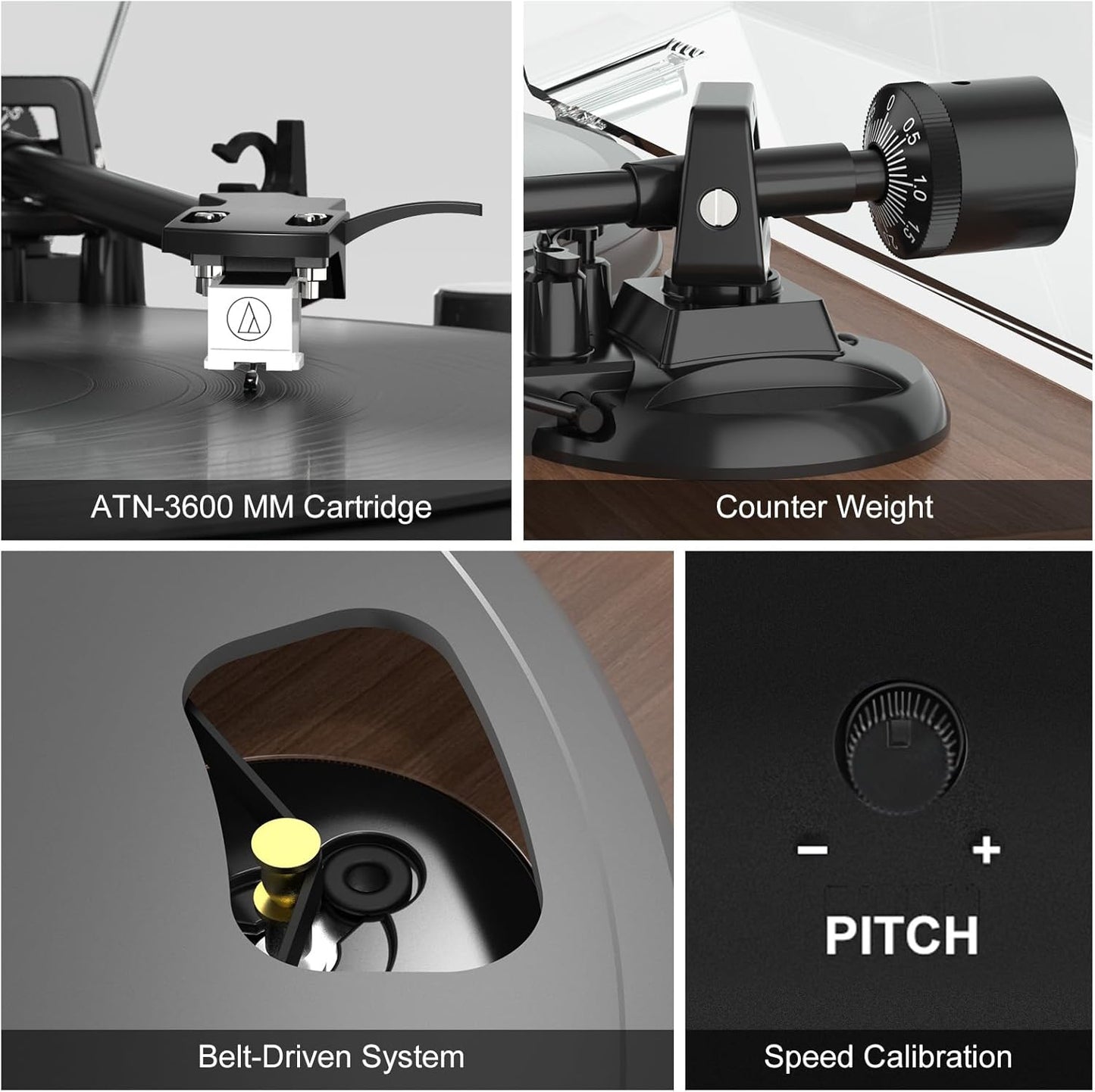Tocadiscos, Bluetooth, Hi-Fi, Altavoces de estante, Udreamer UD006.
