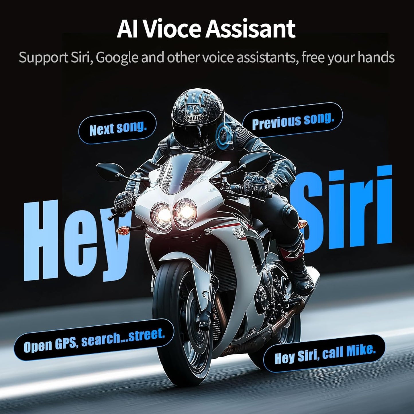 1 auricular Bluetooth para motocicleta R16 Pro y un juego de accesorios.