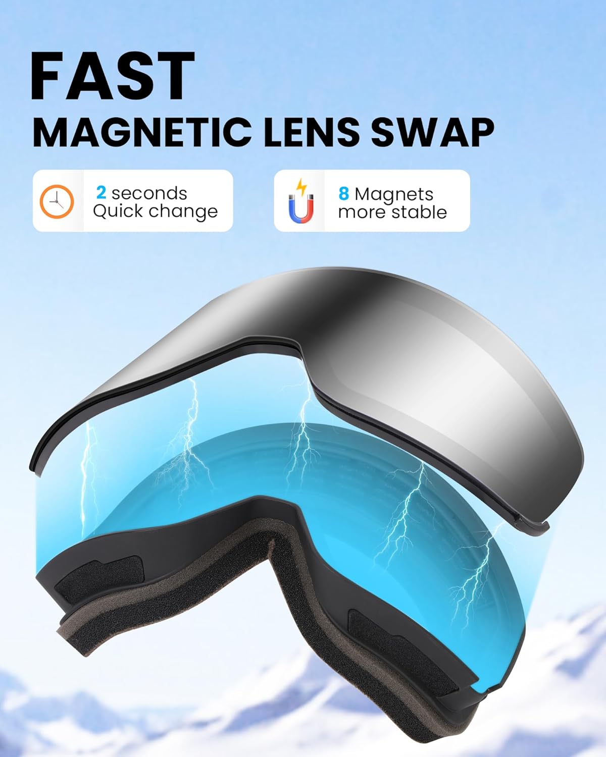 Gafas de esquí, Snower, antivaho para snowboard, protección UV.