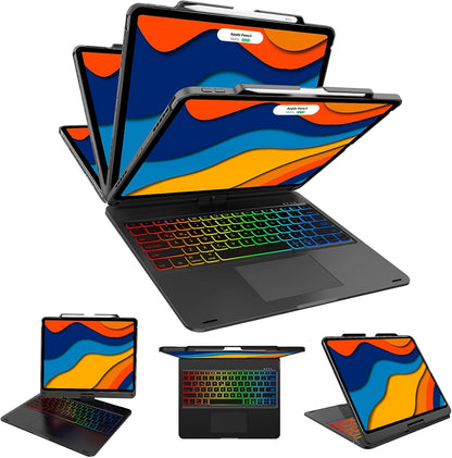 Funda con teclado inalámbrico, giratorio para iPad Pro 12.9" 3rd-6th GEN