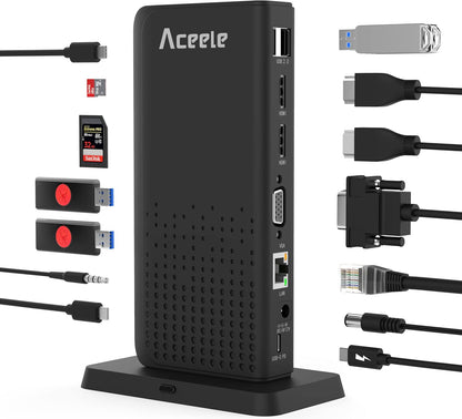 Estación de acoplamiento para portátil, Aceele concentrador USB/C.