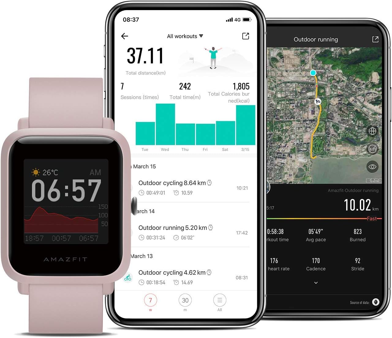 Amazfit Bip S Lite, Smart Watch, Fitness Tracker, 1.28", Android, iPhone.