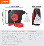 Carrete de cable de extensión retráctil Vevor, 30 ft toma triple iluminada