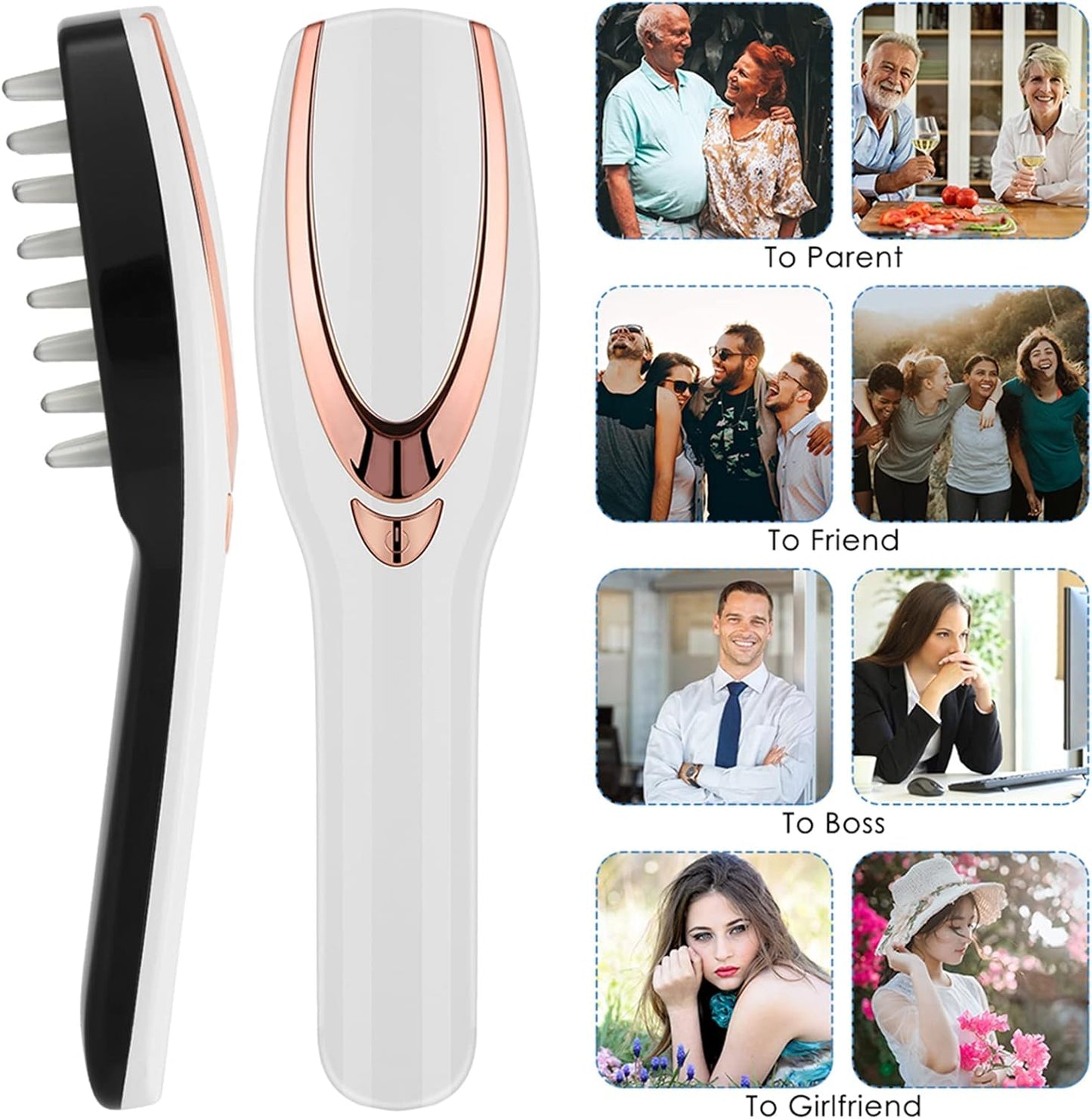 Cepillo Iónico para el cabello, Carga USB, Fototerapia Masajeador.