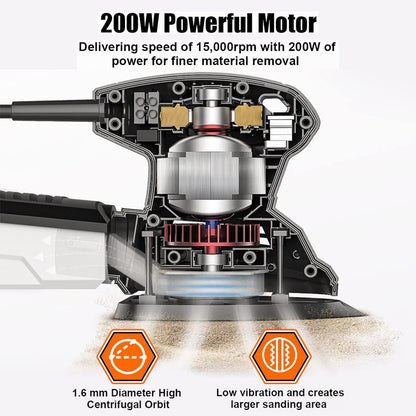 Lijadora de órbita aleatoria, Topshak, 5", 15000 rpm, para madera.