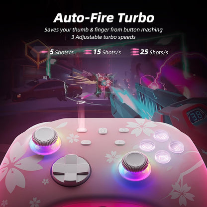 Control Gamer Switch Mytrix Bluetooth RGB Turbo Rosa