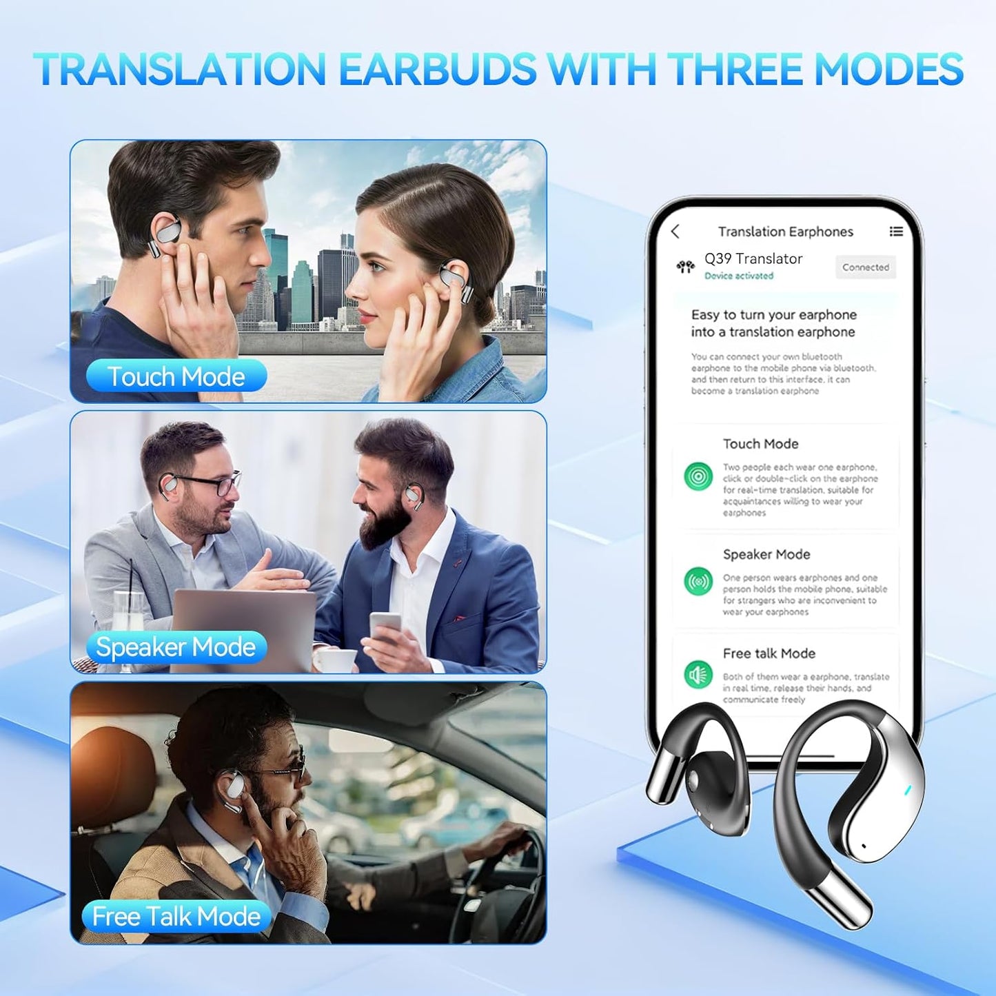 Auriculares de traducción inalambricos ergonomicos