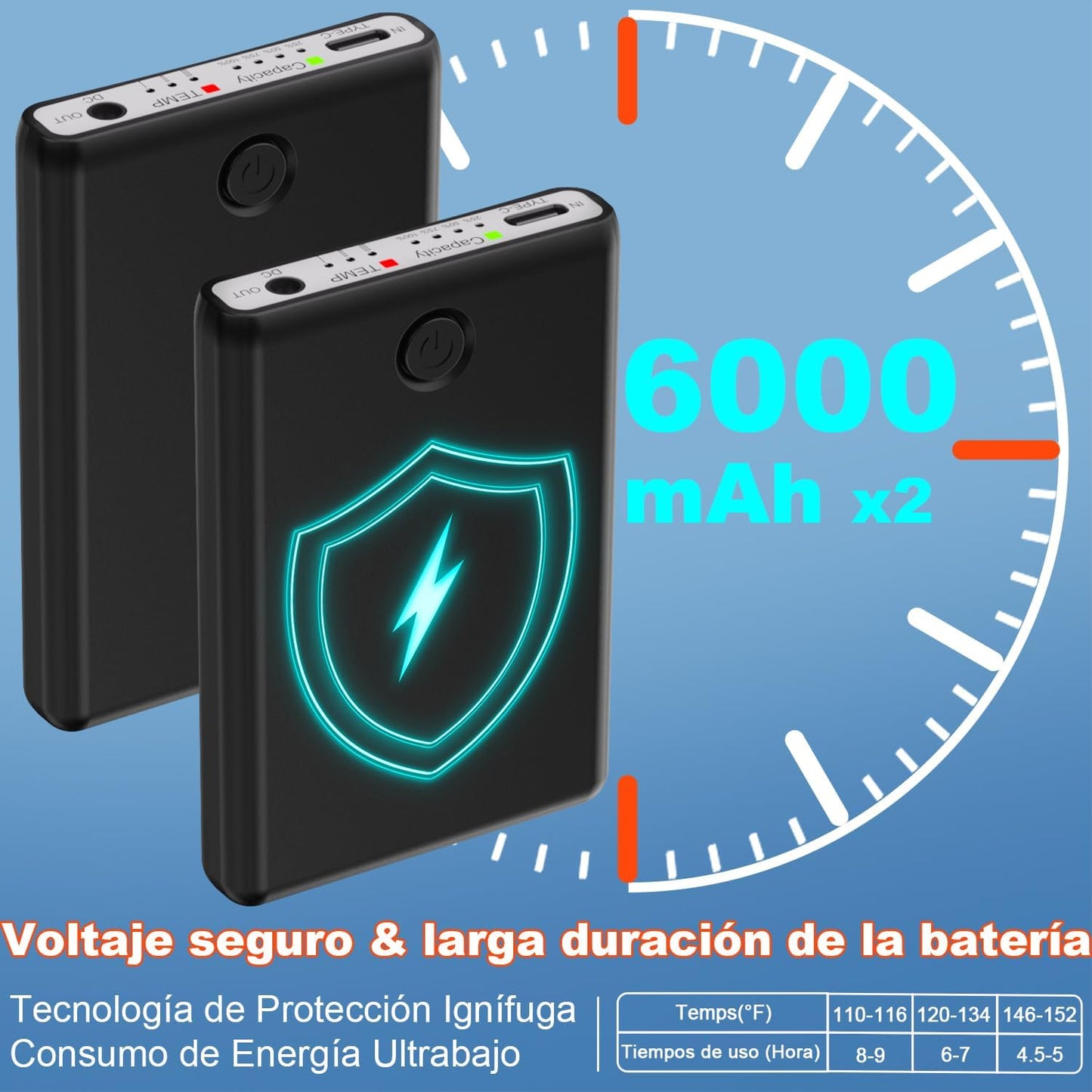 Calcetines Calefactables Termicos 6000mAh Recargable con APP Control