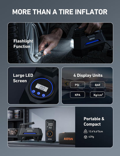 Compresor Aire AstroAI 12V 150 PSI Digital Para Auto LCD
