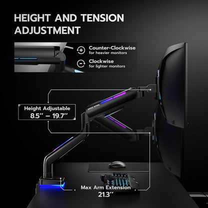 Brazo de monitor ARES WING  para pantalla de 17 a 49 pulgadas.