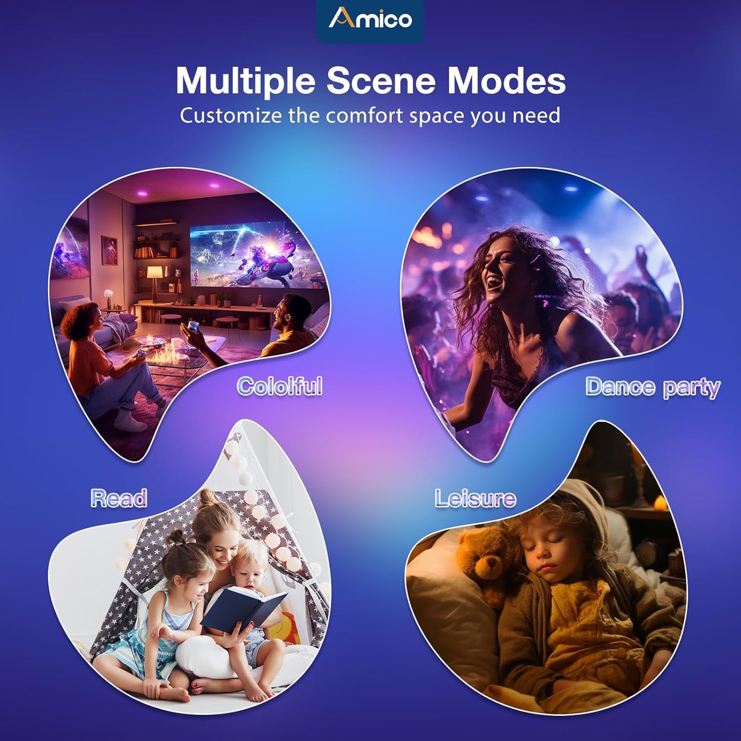 Amico Paquete de 4 luces LED empotrables 4"