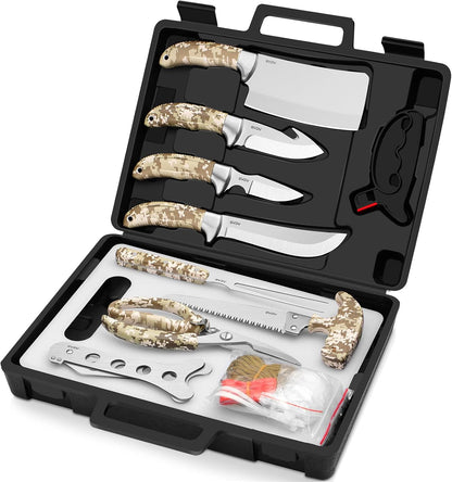 Juego de Cuchillos De Caza, Kit de 15 Piezas, Estuche ligero.