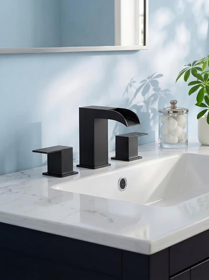 Grifo Baño Cascada Elegante FORIOUS 8" Negro Mate