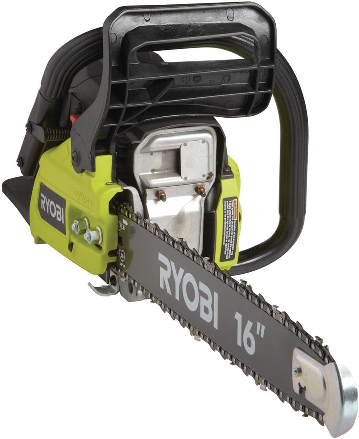 Motosierra de gas de 2 ciclos de 16", mango antivibración y estuche.