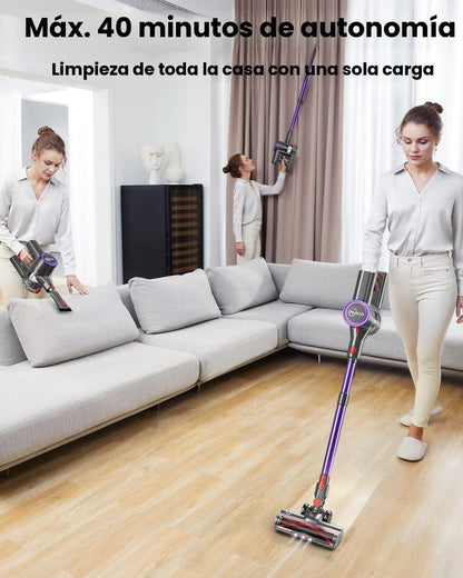 Aspiradora inalámbrica, 25 kPA Recargable, Filtro HEPA, Compacta.