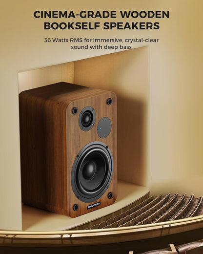 Altavoces de estantería, 36W Bluetooth 5.4, audio digital 5", AUX-RCA.