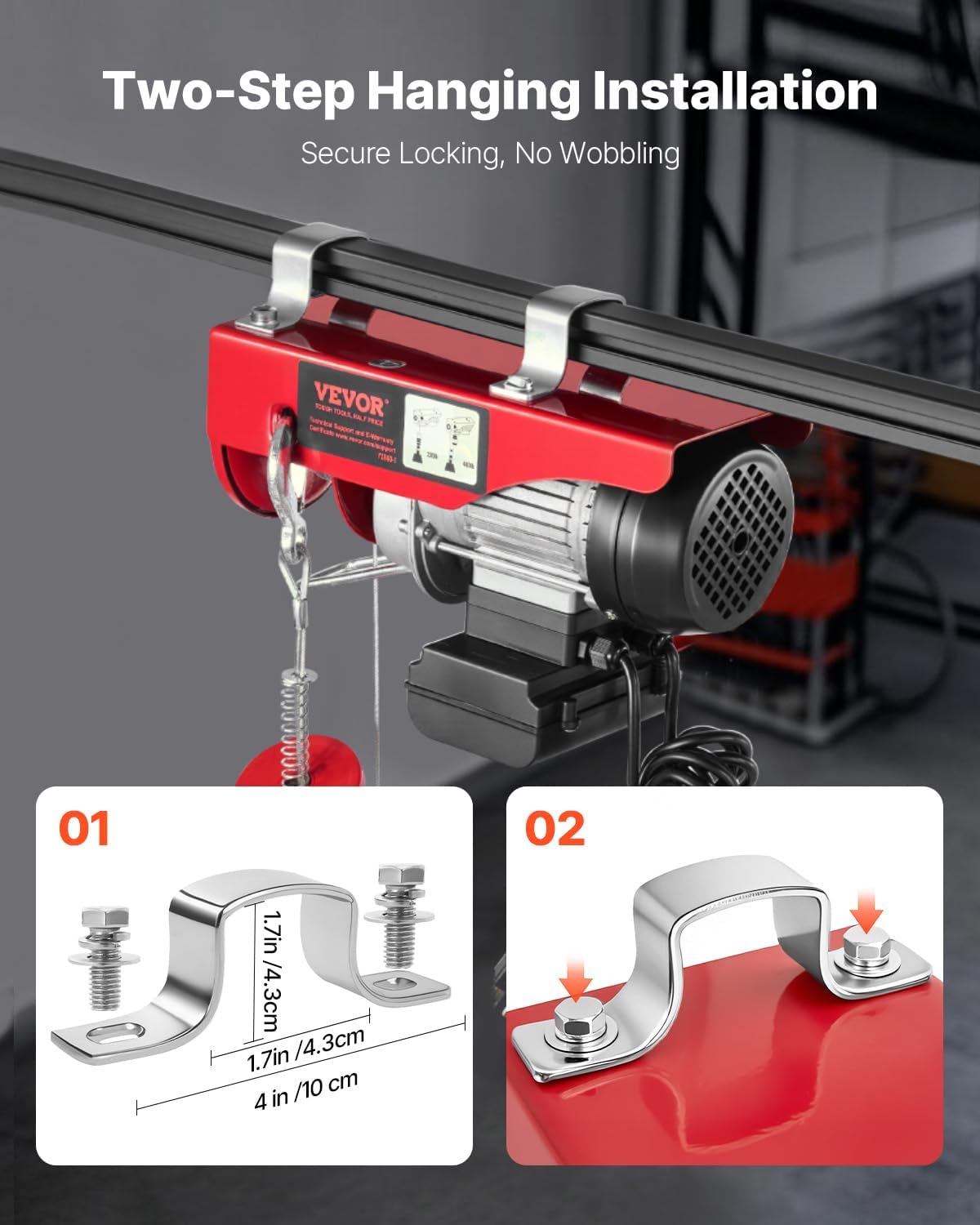 Polipasto eléctrico con control remoto, VEVOR, 440 lbs. 110 V.
