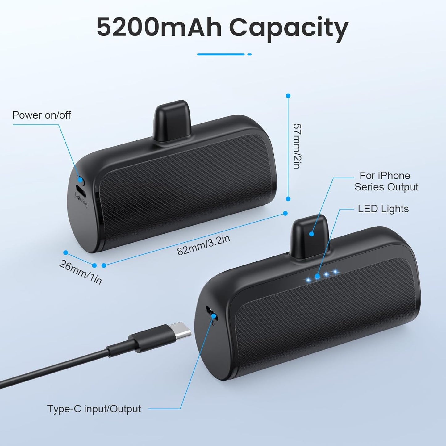 2 Cargadores portatiles HX45X3 5200mAh (USADO)