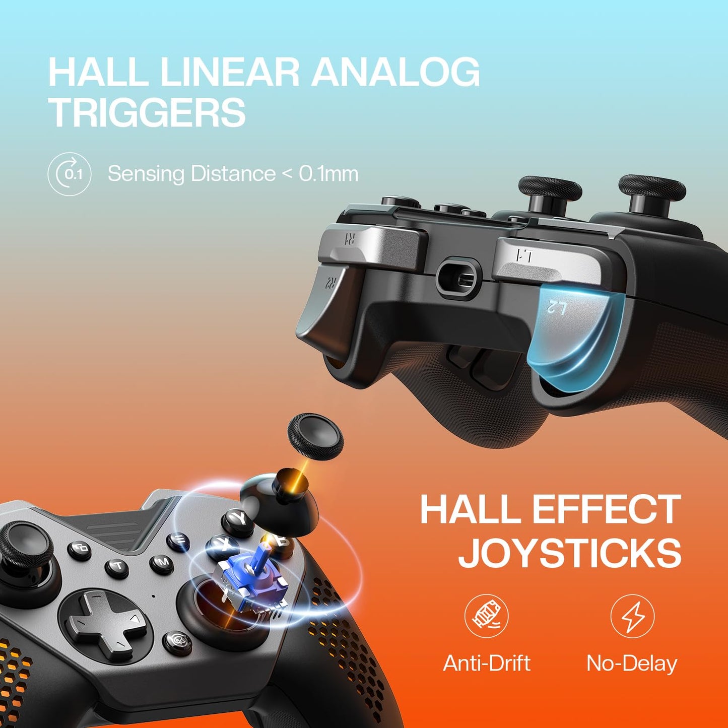 Mando inalámbrico NYXI Flexi para PC,joystick con sensor de efecto Hall.