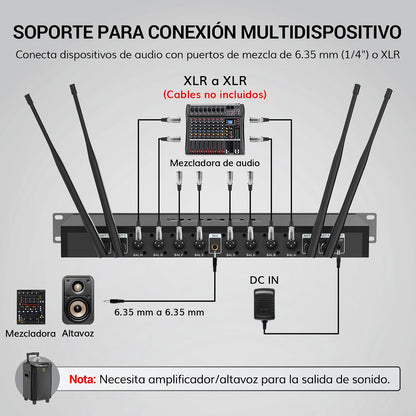 Set de Micrófonos Inalámbricos Tonor TW388, UHF 8 X 12 (USADO)