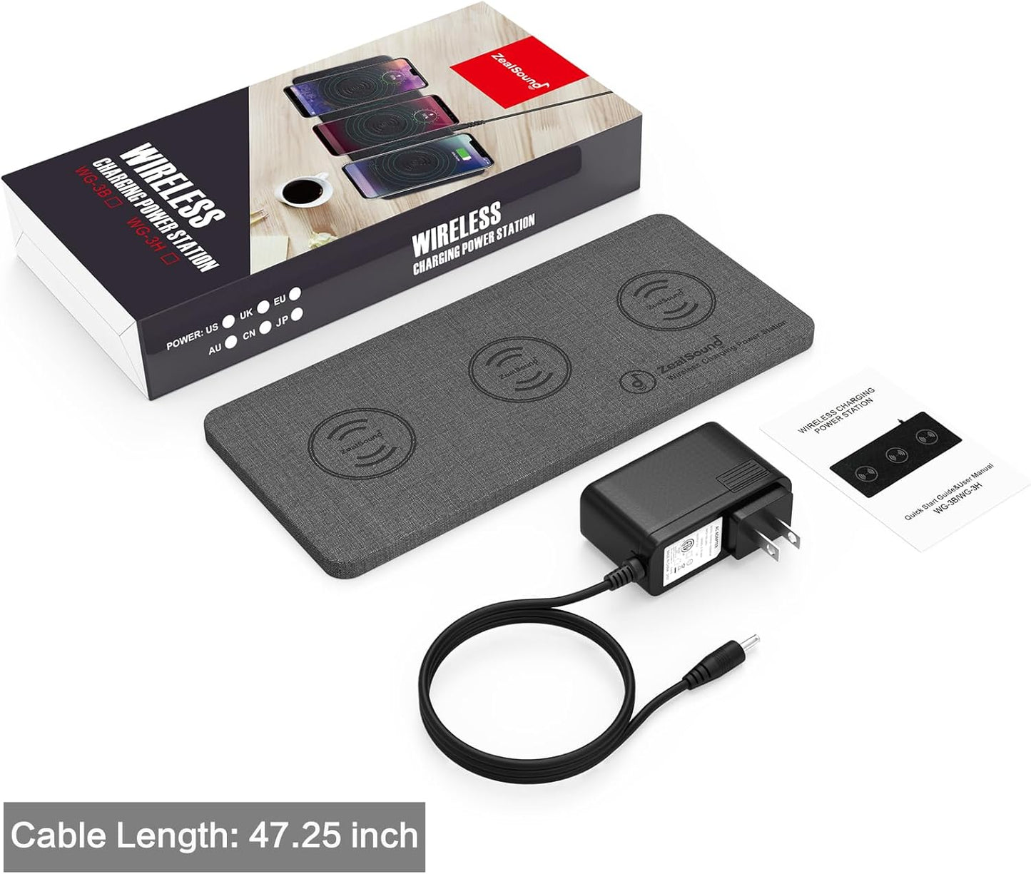 ZealSound Cargador inalámbrico Triple, Almohadilla de Carga inalámbrica con certificación.