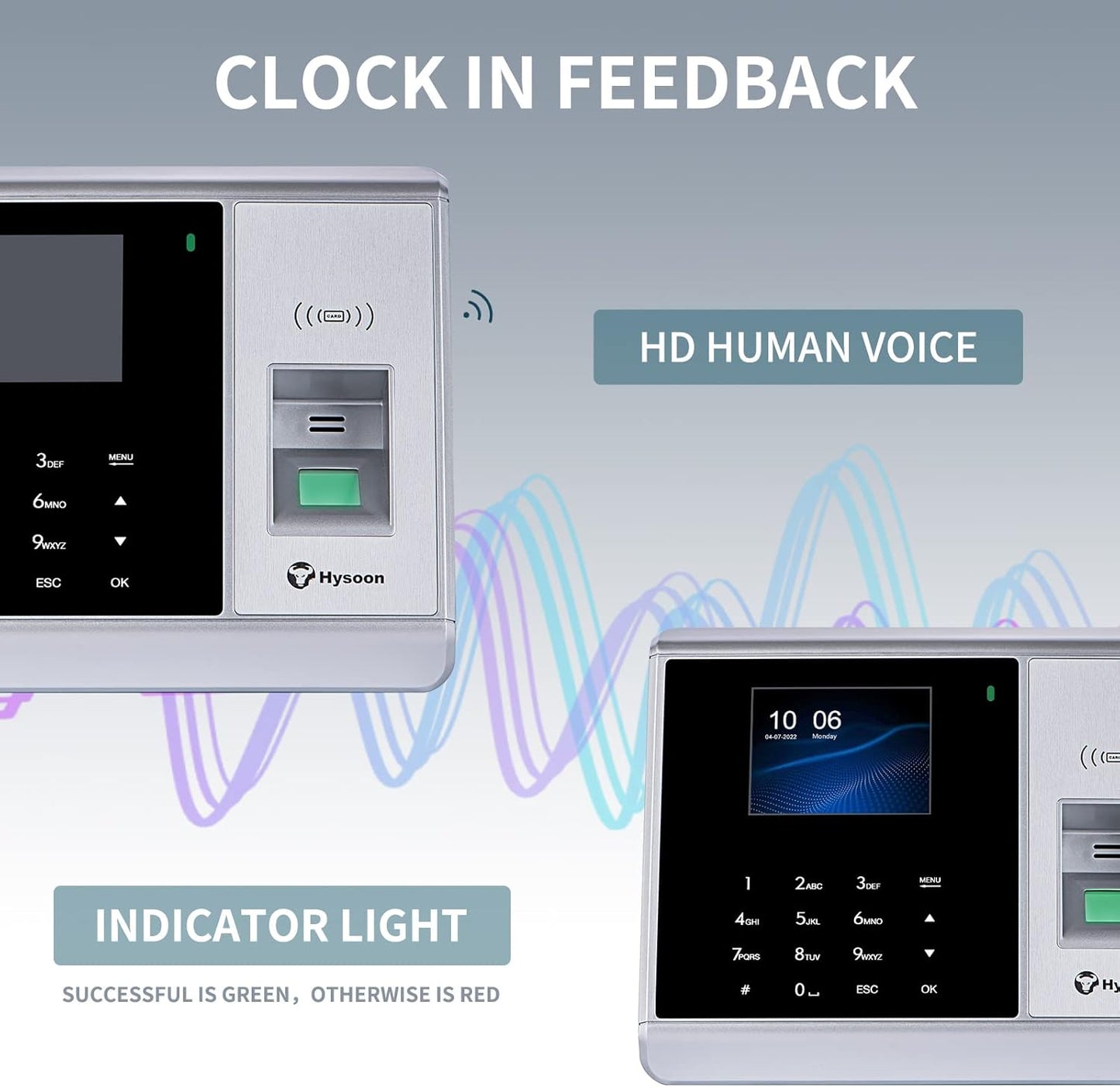 Reloj de control de tiempo, biométricos de huellas dactilares Hysoon USADO