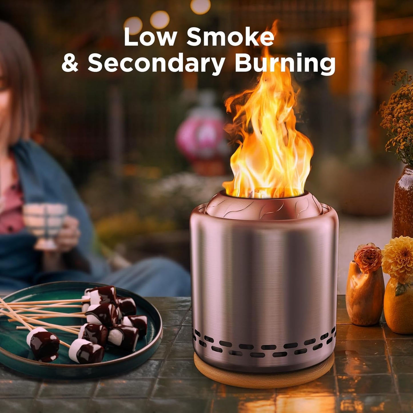 Chimenea de mesa con soporte de 7.9 x 6.1", con bolsa de viaje.