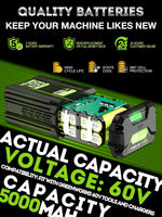 Batería de repuesto de 5.0Ah para Greenworks de 60 V, LB60A03-LB60A02-LB60A00.