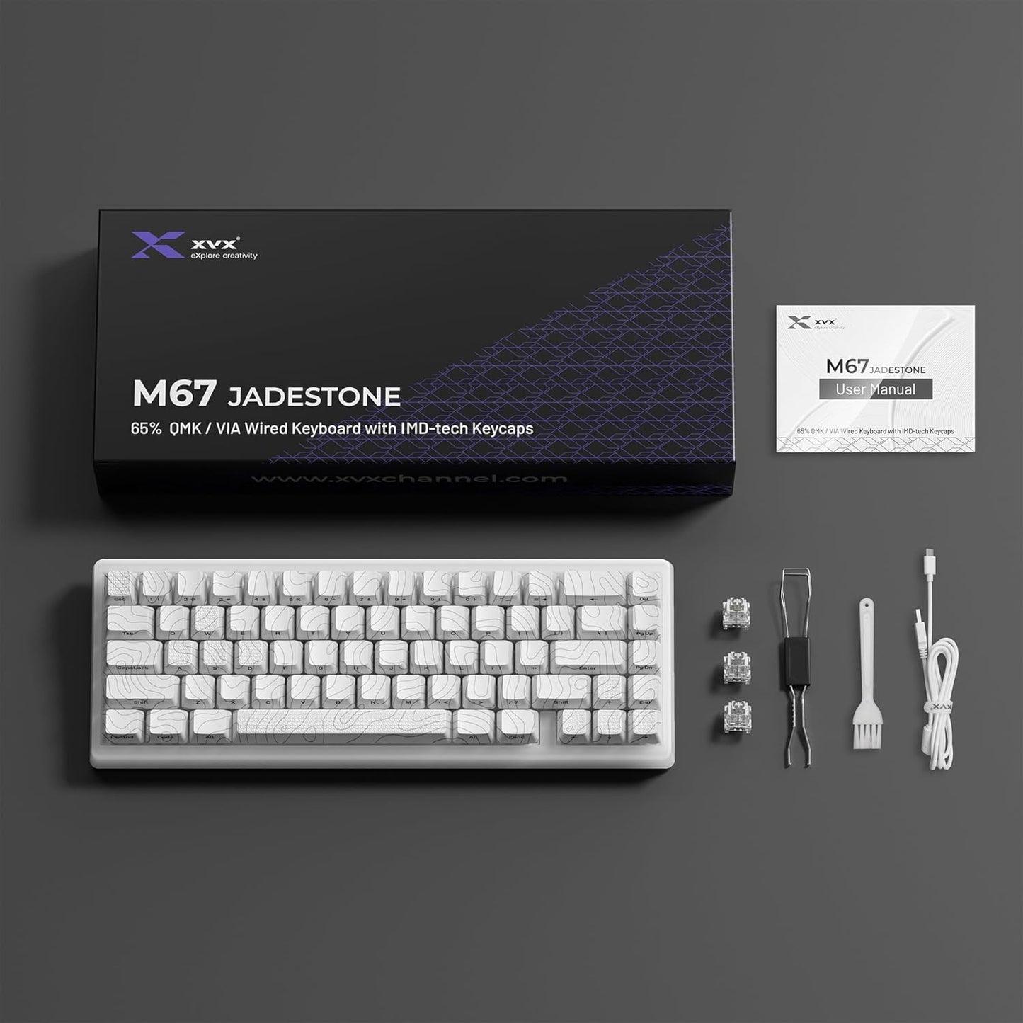 Teclado topográfico con cable para juegos con teclas IMD Tech. Blanco.