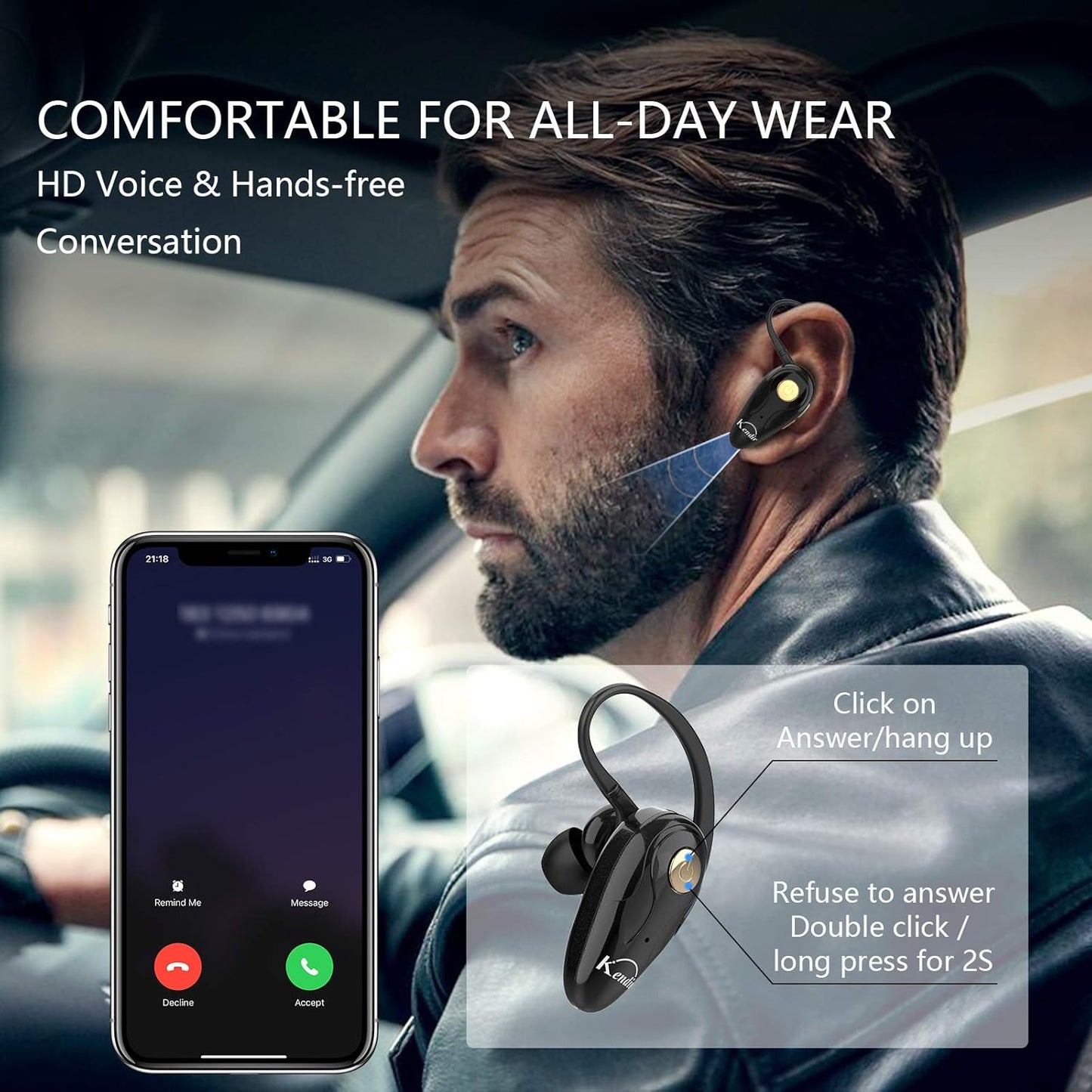 Kendir Auriculares Bluetooth V5.0 ultraligeros inalámbricos
