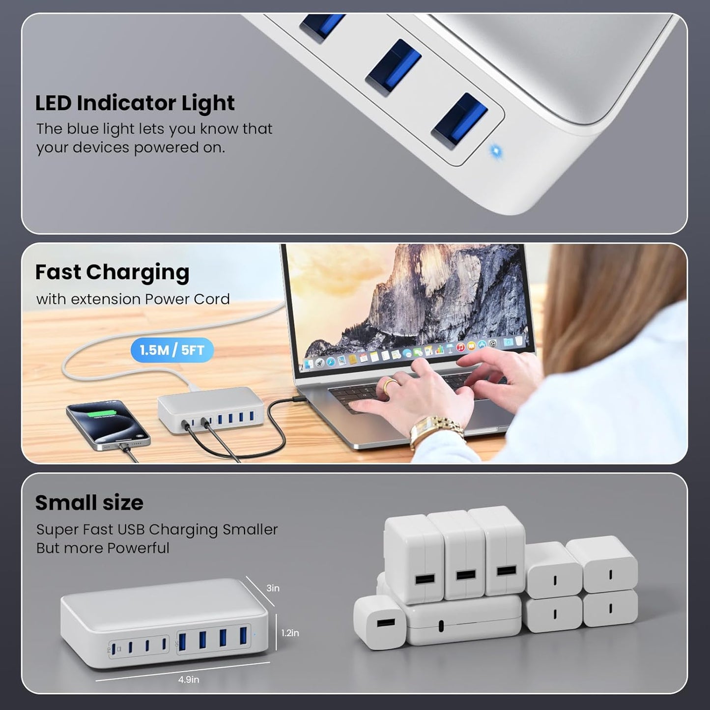 Cargador USB C de 200 W adaptador GKUTW (USADO)