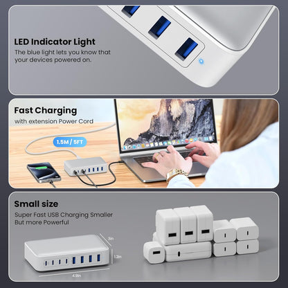 Cargador USB C de 200 W adaptador GKUTW HX100P7 blanco