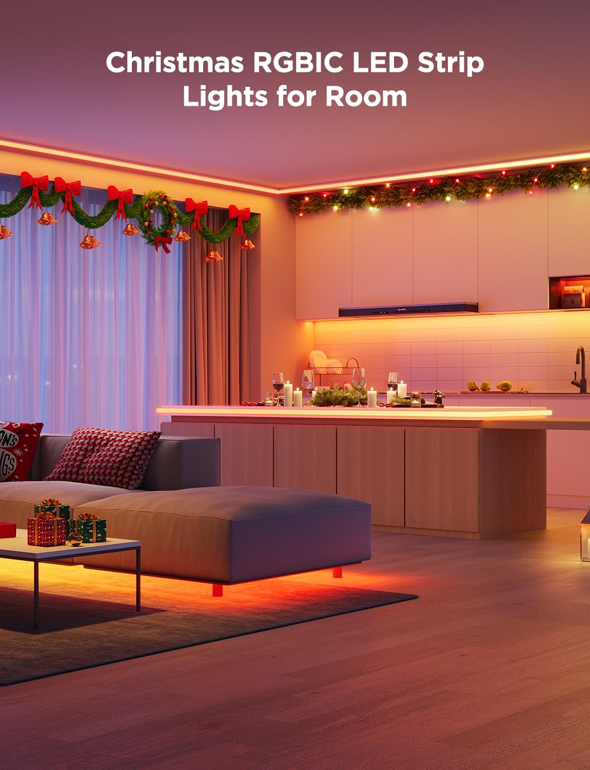 Govee Tira de Luces LED RGBIC de 65.6 Pies(20 Mts), Bluetooth.