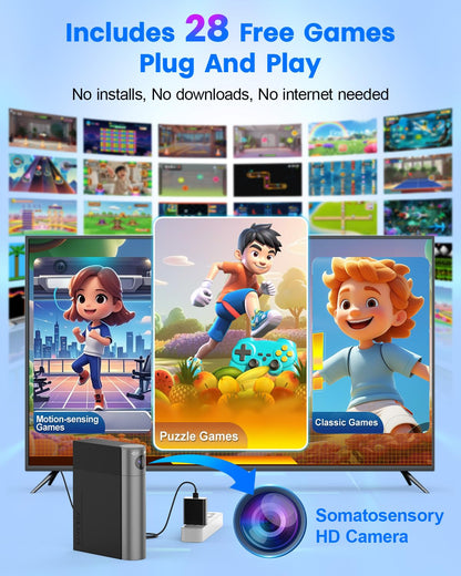 Consola de videojuegos MetFut Motion, juegos físicos, Plug & Play.