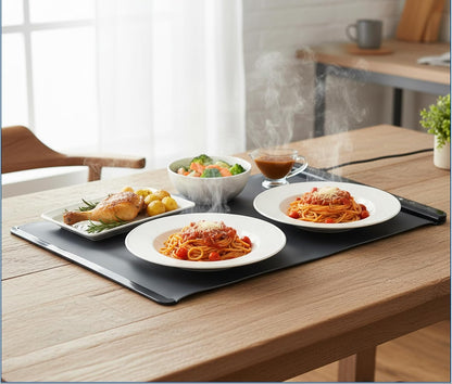 Tapete de calentamiento para alimentos, eléctrica de silicona, Negro.