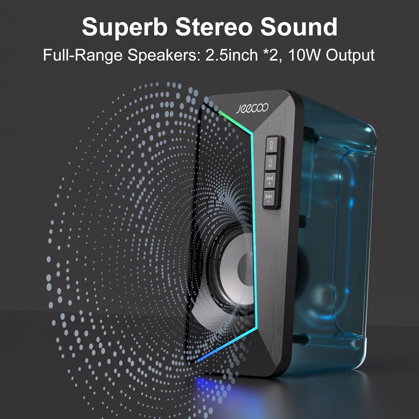Jeecoo M30 - Altavoces Bluetooth para computadora, altavoces RGB.