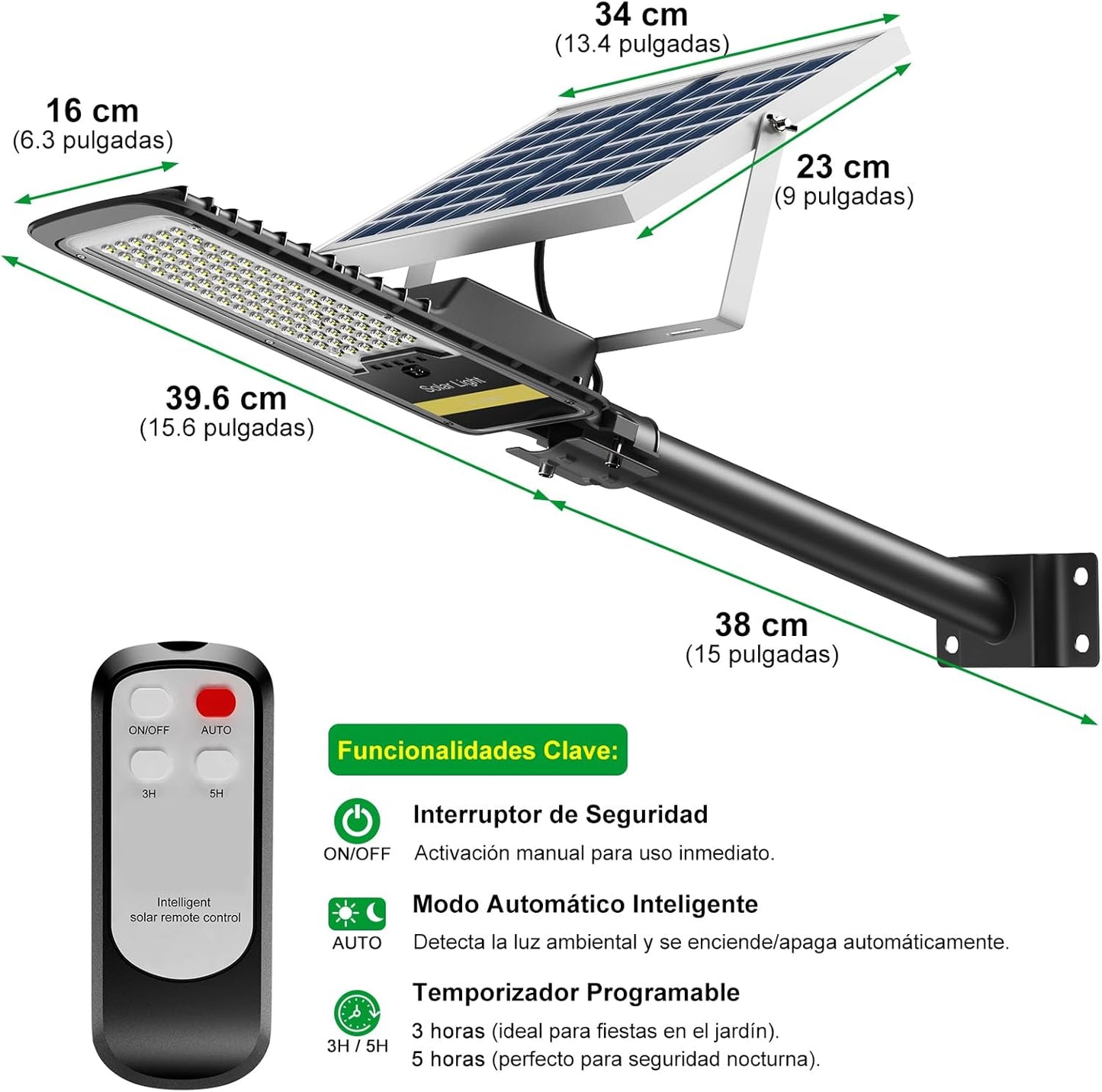 Luz Solar para Exteriores, 15000LM, Resistentes al Agua IP67, Engrepo.