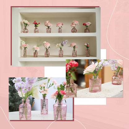 Jarrones Vidrio Rosa 22 Pzs Mini Floreros Centros Mesa