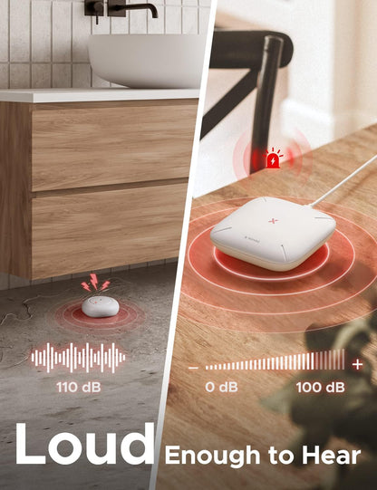 X-Sense Detector de fugas de agua, alarma inteligente, sensor agua.