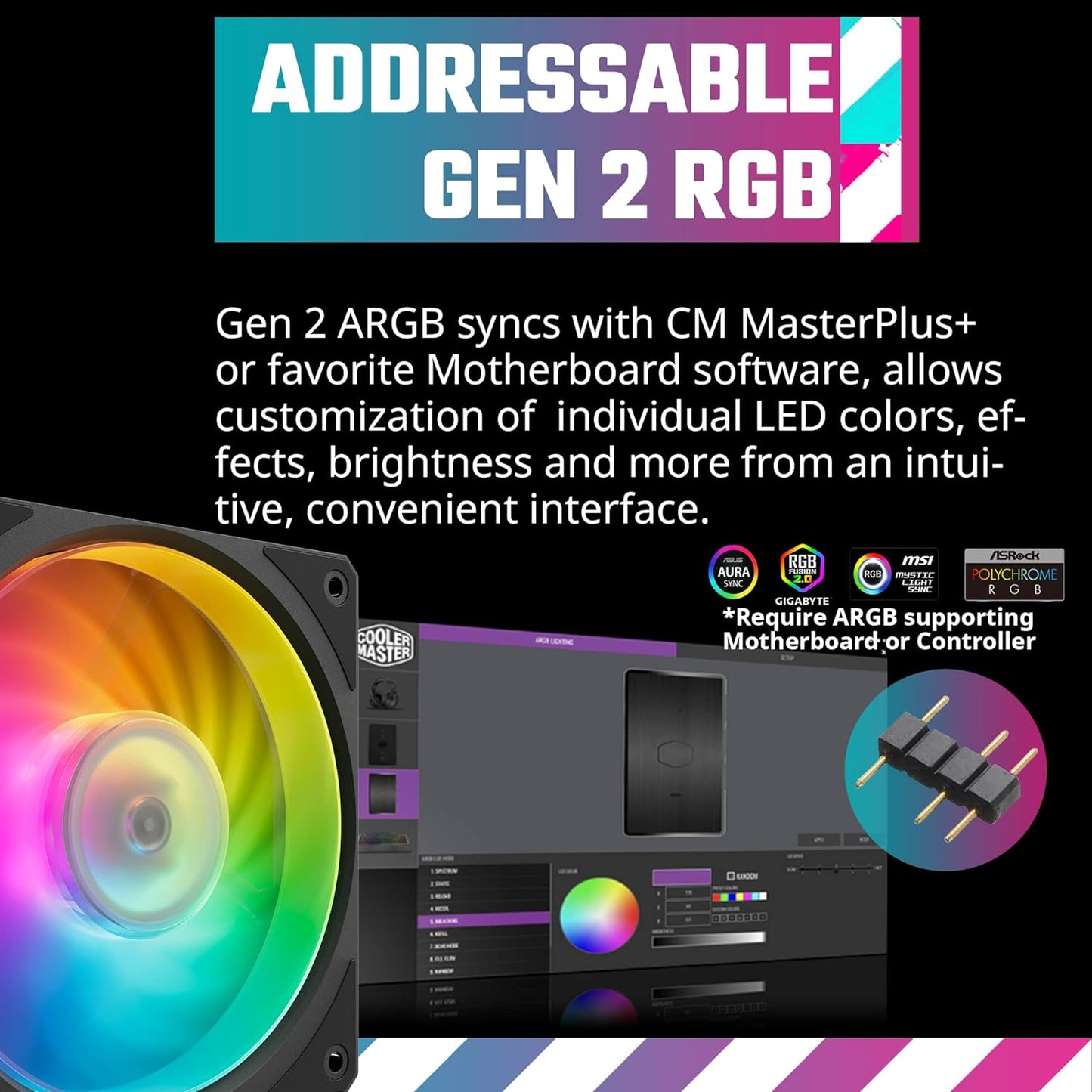 Ventilador Cooler Master Mobius 120P ARGB  PWM 2400 rpm