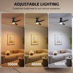 Ventilador de techo, empotrable, 42", control remoto, luz regulable.
