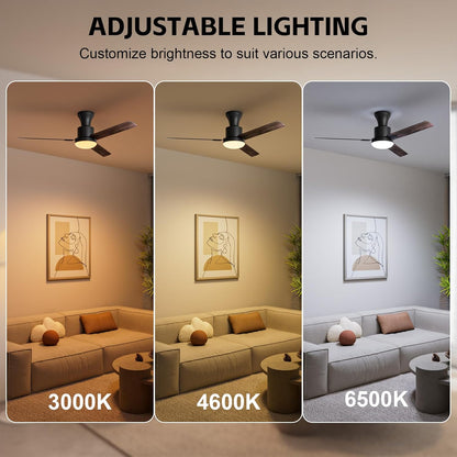Ventilador de techo, empotrable, 42", control remoto, luz regulable.